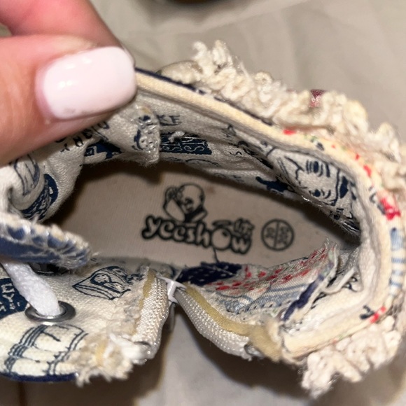 Yeeshow Girls High Top Patchwork Patch Sneakers Blue White 13 US / 30 Euro - Picture 7 of 8